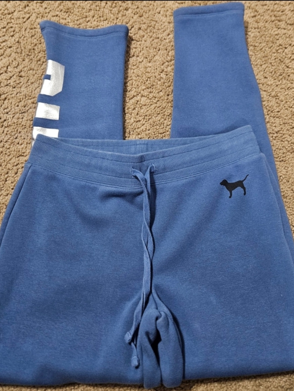 PINK Victoria's Secret Spellout Zip Ankle Fleece Lined Sweatpants Joggers